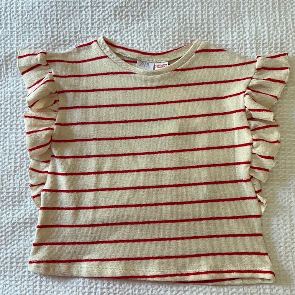 Zara girls red and white stripe T-shirt